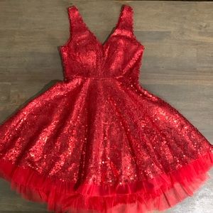 Minuet Red Sequin Dress | Size:S